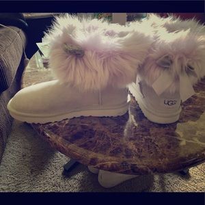 Lavender Slipper Boots with Fur and Ears.